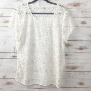 Gap Ivory Lace Short Sleeve Top XL